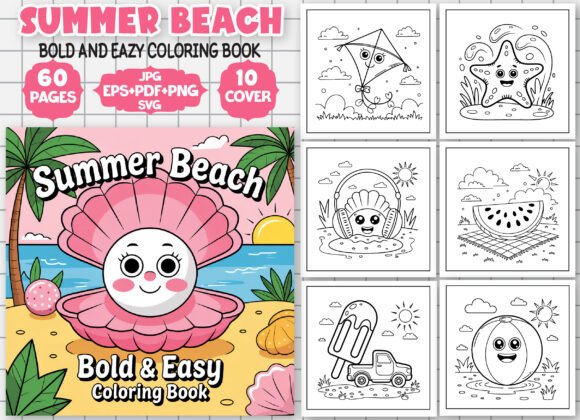 Download Summer Beach Bold and Easy Coloring Book - Beach Collection