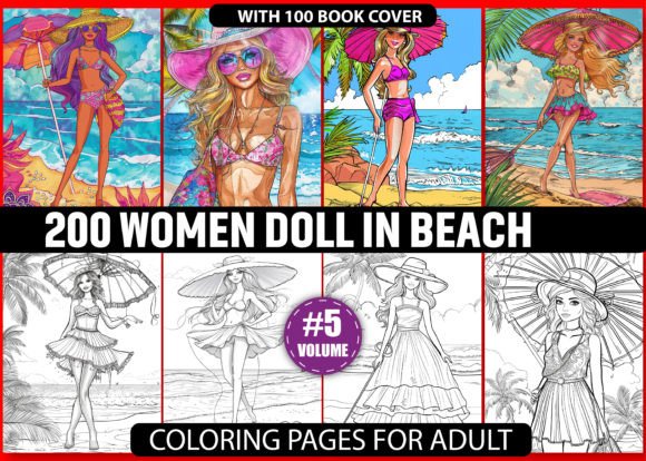 Download 200 Women Doll in Beach Coloring Pages - Beach Collection