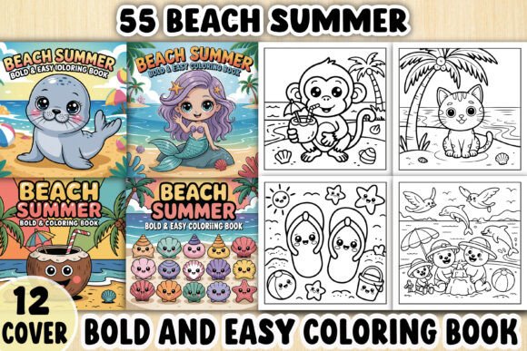 Download Beach Summer Coloring Pages for Kdp - Beach Collection