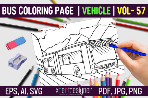 Download Bus Coloring Page for Kids | Vol - 57 - Bus coloring page Collection