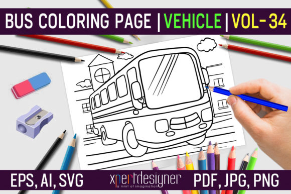 Download Bus Coloring Page | Vehicle | Vol - 34 - Bus coloring page Collection