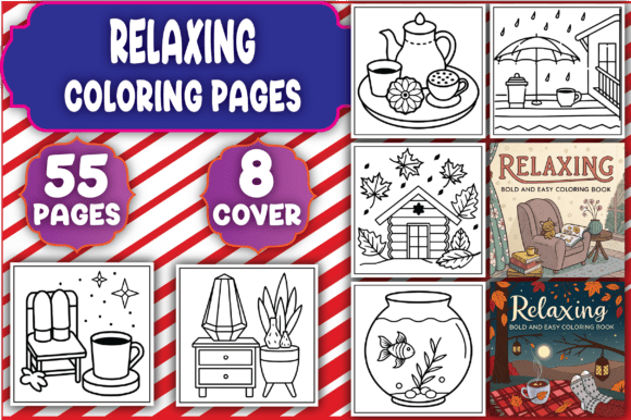 Download 55 Bold &amp; Easy Relaxing Coloring Pages - Premium Resources