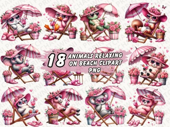 Download Animals Relaxing on Beach Clipart PNG - Beach Collection