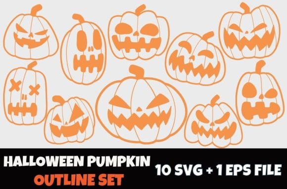 Download Pumpkin Outline Illustration SVG Set - Illustration Collection