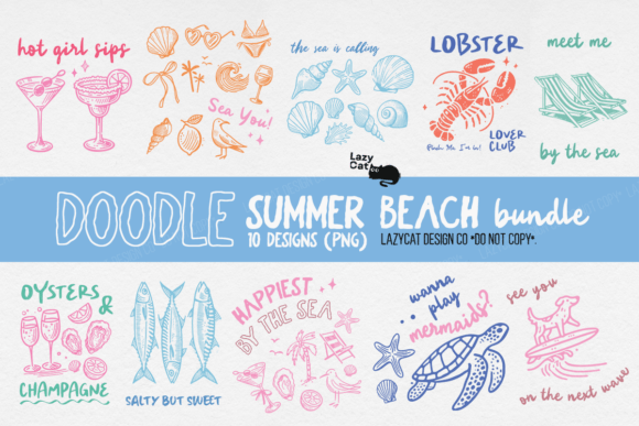 Download Summer Beach Doodle PNG Bundle - Beach Collection